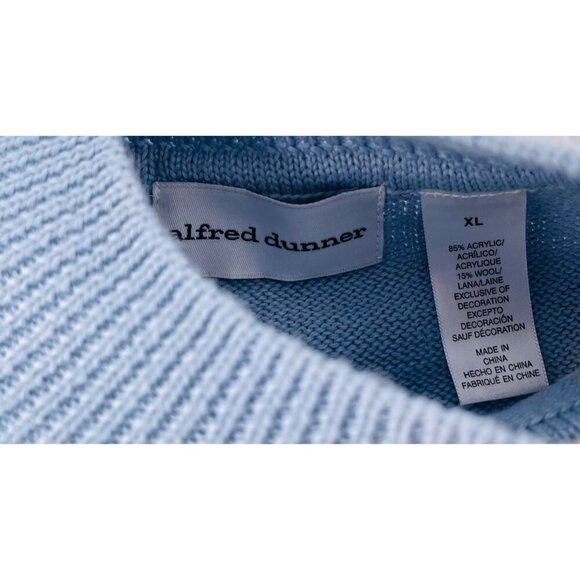 Vintage Alfred Dunner Blue Sweater‎ Floral Embroidery XL Flowers Bows grandma - Picture 2 of 4